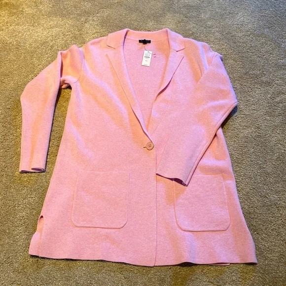 Talbots Knit Jacket Blazer Cotton Blend Single Button Blazer Shell Pink Size SP - Picture 2 of 11